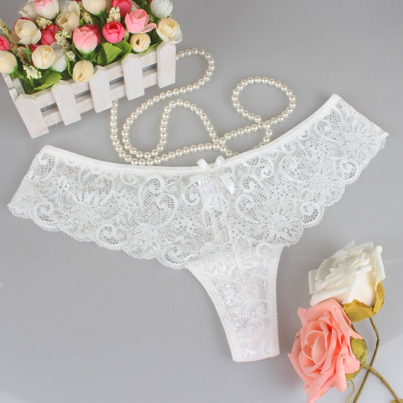 Set of 3 Sexy Lace Thongs G-Strings Low-Rise Panties