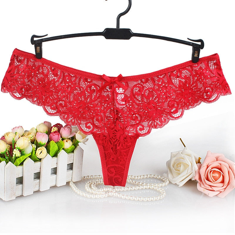 Set of 3 Sexy Lace Thongs G-Strings Low-Rise Panties