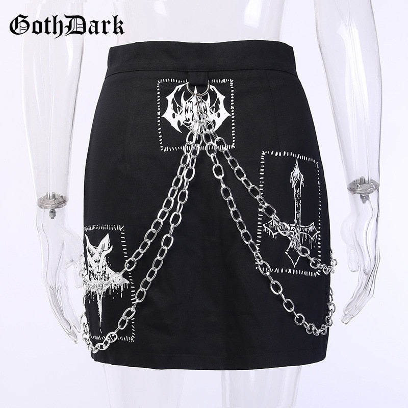 Zipper Chain Patchwork Sexy Skirt Fashion