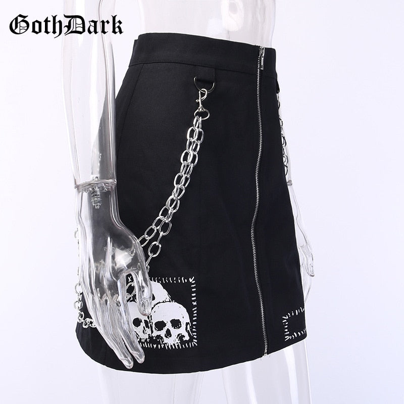 Zipper Chain Patchwork Sexy Skirt Fashion